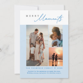 Cartão De Festividades Blue Merry Moments coastal photo collage 