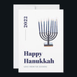 Cartão De Festividades Blue Minimalist Aquorah Candle Hanukkah<br><div class="desc">© Gorjo Designs. Feito para você através da plataforma Zazzle. // Precisa de ajuda para personalizar o seu design? Tem outras ideias? Sinta-se à vontade para entrar em contato comigo (Zoe) diretamente através do botão de contato abaixo.</div>