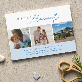 Cartão De Festividades Blue Modern Merry Moments Beach Photos Holiday