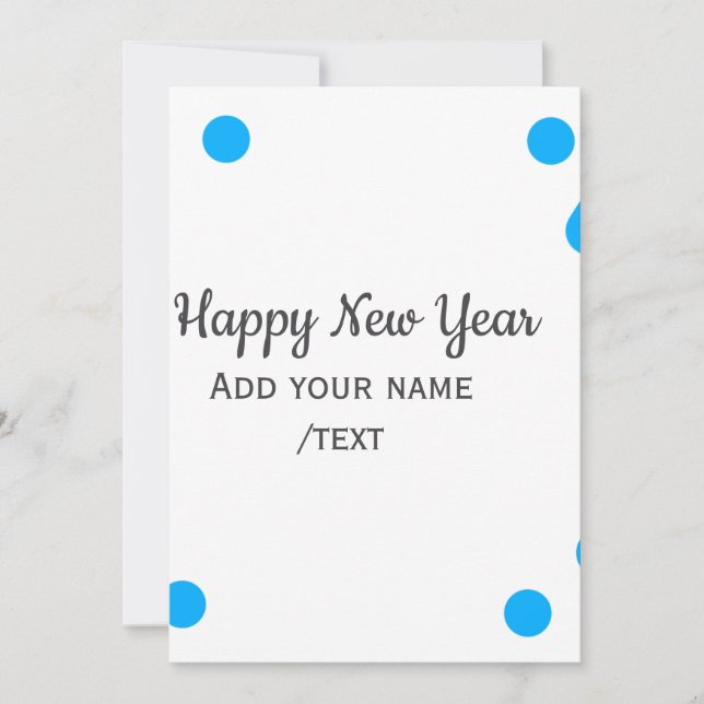 Cartão De Festividades Blue polkadots happy new year add name messasimple (Frente)