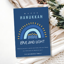 Cartão De Festividades Blue Rainbow Canders Love & Light Happy Hanukkah