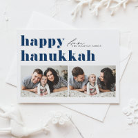Blue Retro Typografia Happy Hanukkah Foto Dois