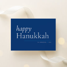 Blue Simple Serif Happy Hanukkah
