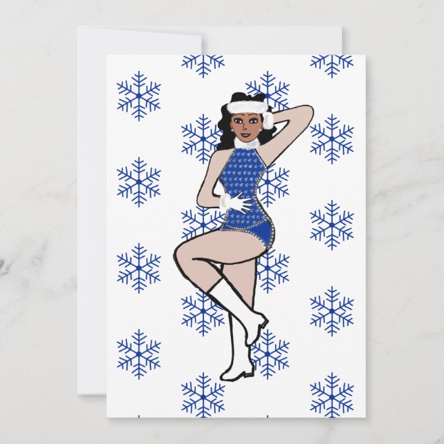 Cartão De Festividades Blue Snow Dancer Holiday Card (Frente)