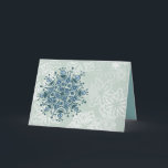 Cartão De Festividades Blue Snowflake<br><div class="desc">Snowflakes in shades of blue. Inside text: "In seed time learn, in harvest teach, in winter enjoy. -William Blake"</div>