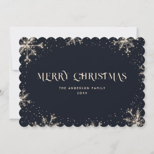 Cartão De Festividades Blue Snowflake Snow Merry Christmas Card