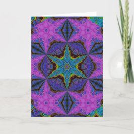 Cartão De Festividades Blue Snowflake Starburst Kaleidoscopic Mandala