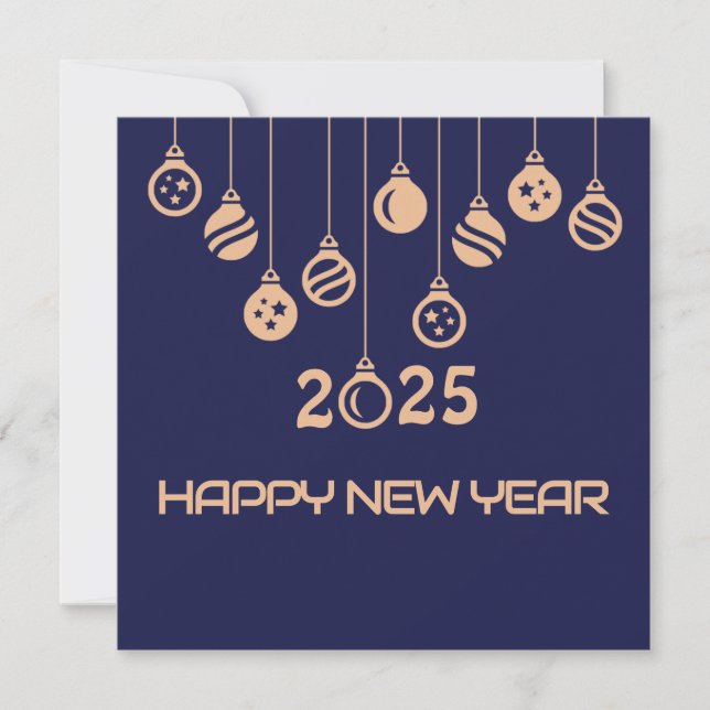 Cartão De Festividades Blue Square wish card New Year with Christmas ball (Frente)
