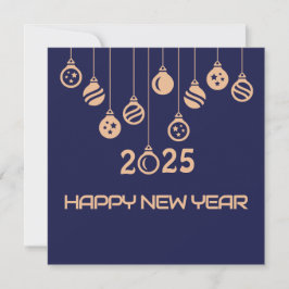 Cartão De Festividades Blue Square wish card New Year with Christmas ball