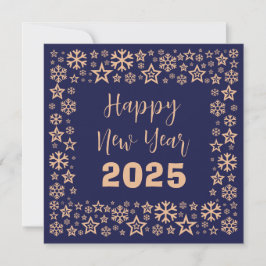 Cartão De Festividades Blue Square wish card with a lot of golden stars