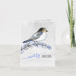 Cartão De Festividades Blue Tail Bird No Icy Branch Felry Christmas