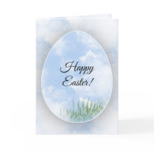 Blue Watercolour Easter Egg Card
