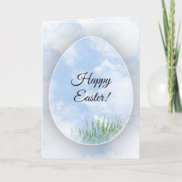 Cartão De Festividades Blue Watercolour Easter Egg Card