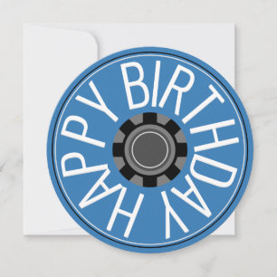 Cartão De Festividades Blue Wheel Steampunk Parabéns Cumprimentos de Aniv