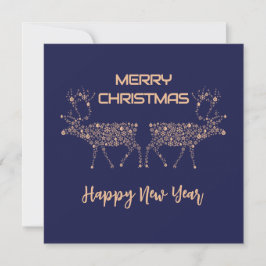 Cartão De Festividades Blue wish card Merry Christmas new year reindeer
