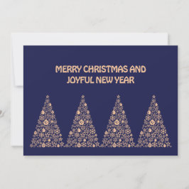 Cartão De Festividades Blue wish card New Year with tree Christmas