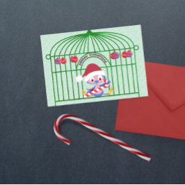 Cartão De Festividades BlueBird Natal em gaiola de Ornamentado personaliz