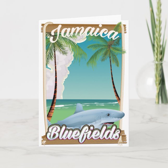 Cartão De Festividades Bluefields, poster de férias na praia da Jamaica. (Frente)