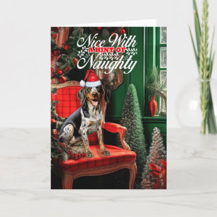 Cartão De Festividades Bluetick Coonhound Christmas Dog Naughn Nice