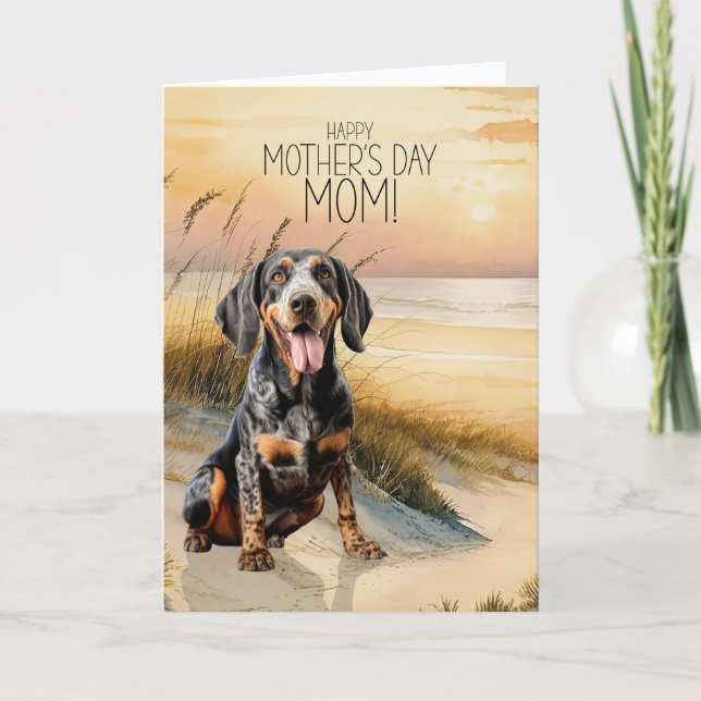 Cartão De Festividades Bluetick Coonhound Dog Sunset Beach Mother's Day (Frente)