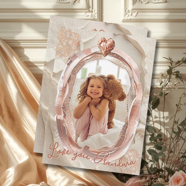 Cartão De Festividades Blush Heirloom Heart Photo Frame Loving Keepsake (Criador carregado)