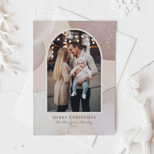 Cartão De Festividades Blush Modern Shimmering Formas Foto Natal