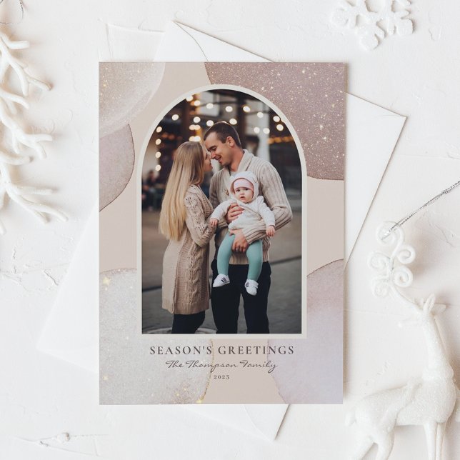 Cartão De Festividades Blush Modern Shimmering - Foto de Saudações da Est (Criador carregado)