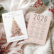 Blush Quirky Tree 2026 Calendar Feliz Natal