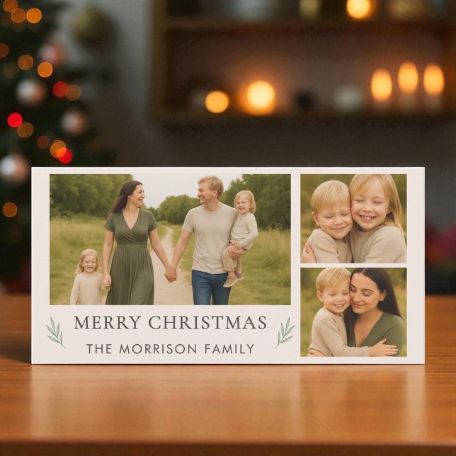 Cartão De Festividades Blush Rosa Feliz Natal 3 Foto Botânica (Criador carregado)