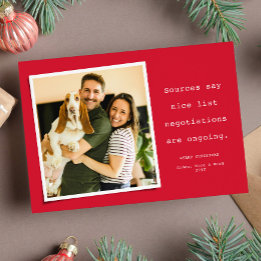 Cartão De Festividades Boa lista divertida foto vermelha de Natal