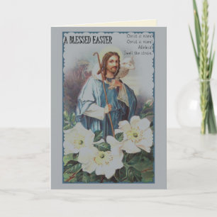 Cartão De Festividades Boa Pastora Jesus Saudação de Páscoa