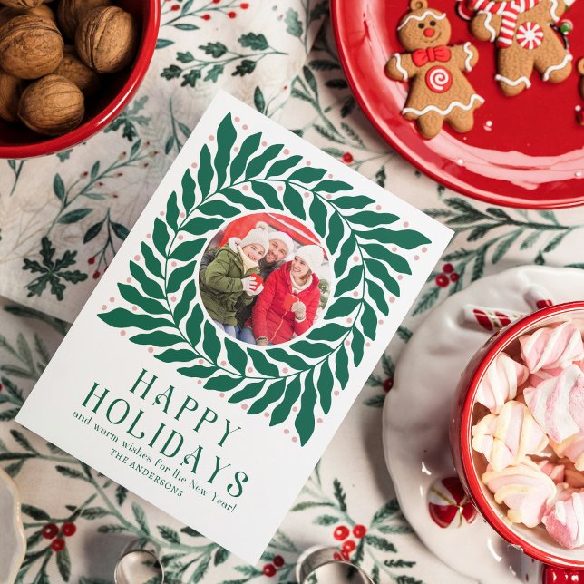 Cartão De Festividades Boas Festas 2 Foto Moderno Script Negrito Floral  (Criador carregado)