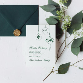 Cartão De Festividades Boas Festas de inverno Verdes Monograma Foto Baubl