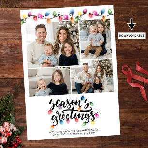 Cartão De Festividades Boas Festas de Natal 4 Fotografias Saudações