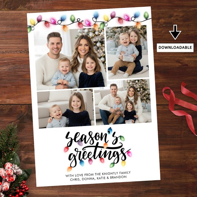 Cartão De Festividades Boas Festas de Natal 4 Fotografias Saudações (Criador carregado)