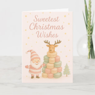 Cartão De Festividades Boas Festas de Natal Papai Noel & Macarons