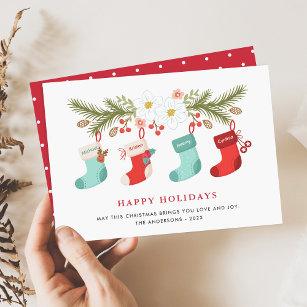 Cartão De Festividades Boas Festas de Natal - Quartos Nomes de Famílias
