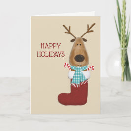 Cartão De Festividades Boas Festas Divertidas Reindeer Saudação de Natal