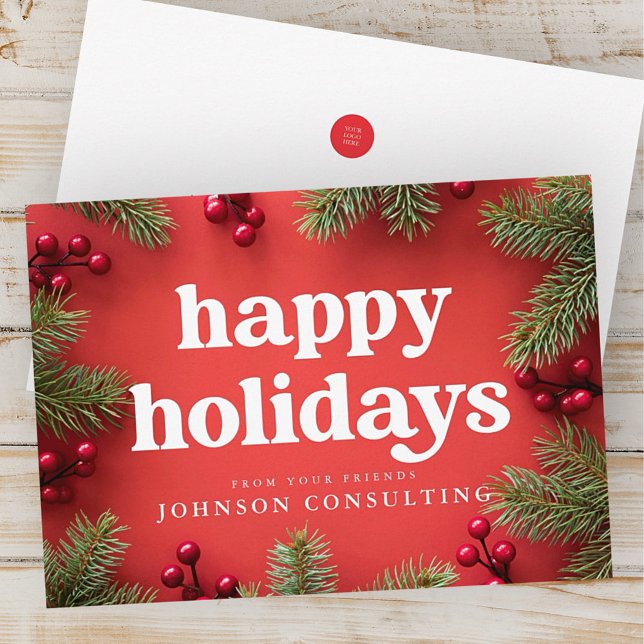 Cartão De Festividades Boas Festas Estrelas Modernas e Pinhas Douradas (Criador carregado)