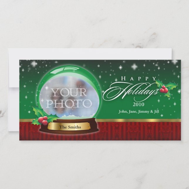 Cartão De Festividades Boas festas globo da neve customizável (Frente)