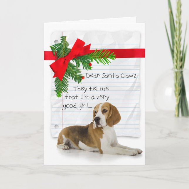 Cartão De Festividades Boas Meninas Beagle Natal (Frente)