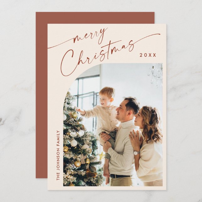 Cartão De Festividades Boas saudações de Natal da Elegante Na moda PHOTO (Frente/Verso)