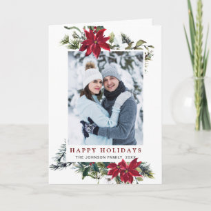 Cartão De Festividades Boas-vindas ao Natal de Poinsettia