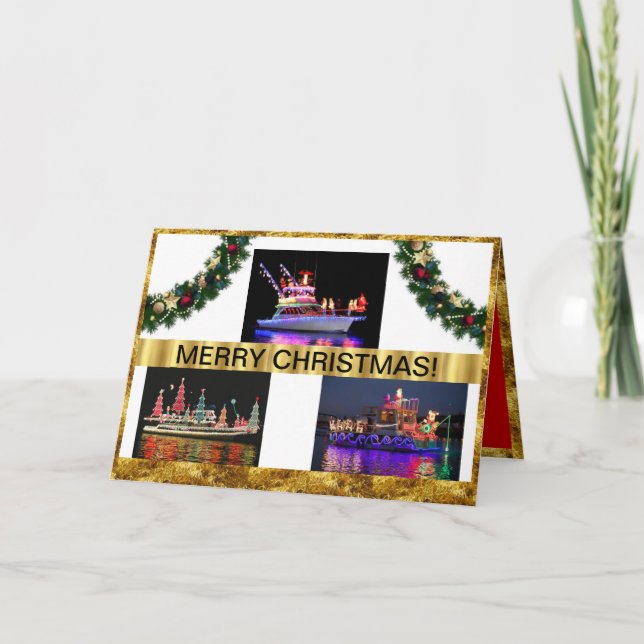 Cartão De Festividades Boats on Christmas Cards (Frente)