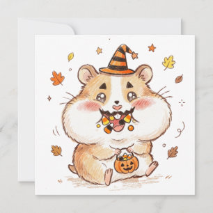 Cartão De Festividades Bochechas Fofas Cheias de Doces de Halloween do Ha