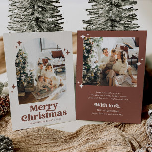 Cartão De Festividades Boho Arch Feliz Natal Foto Terracota