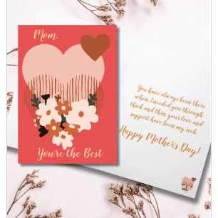 Cartão De Festividades Boho Blooms para mamãe Um Dia de as mães de coraçã