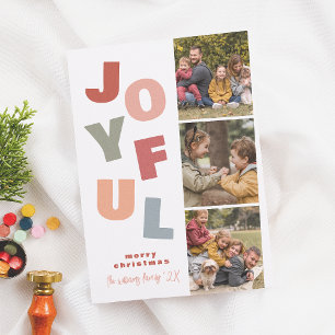 Cartão De Festividades Boho Bold Multi-3 Foto Booth Feliz Natal
