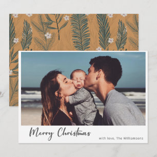 Cartão De Festividades Boho Botânico Simples Rótulo Alegre Natal Foto