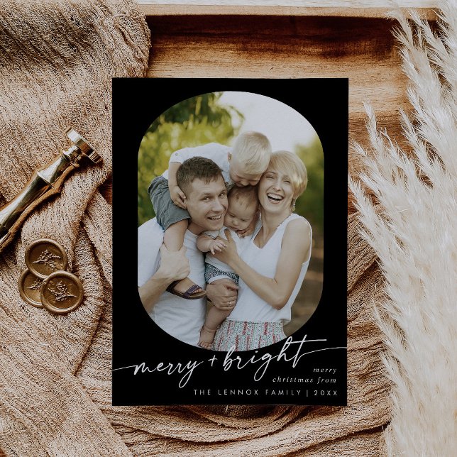 Cartão De Festividades Boho Chic Black Feliz Bright Natal (Criador carregado)